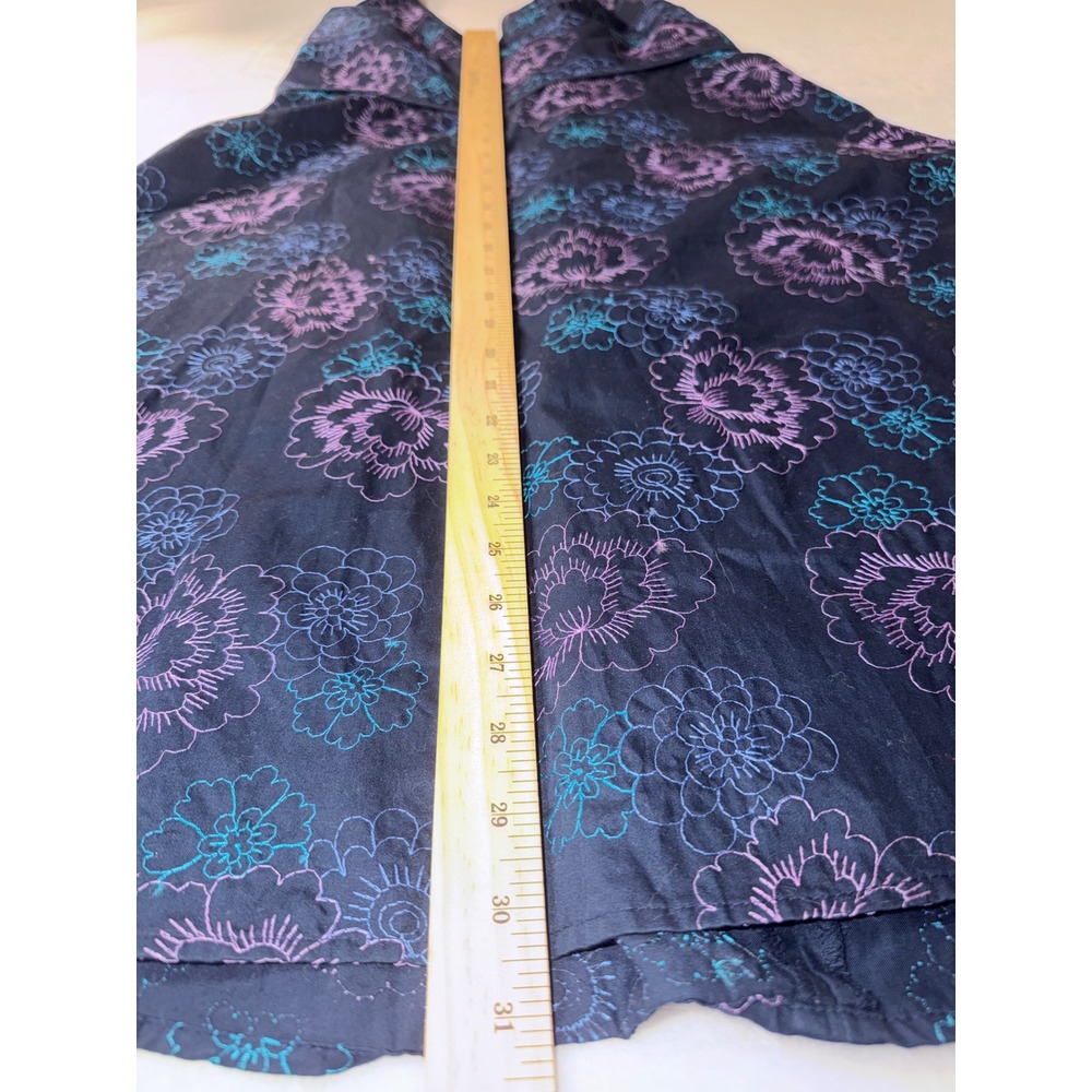 Amanda Smith Petite Vintage Y2K Navy Floral Embroidered Halter Dress 10P Cotton - Picture 6 of 8
